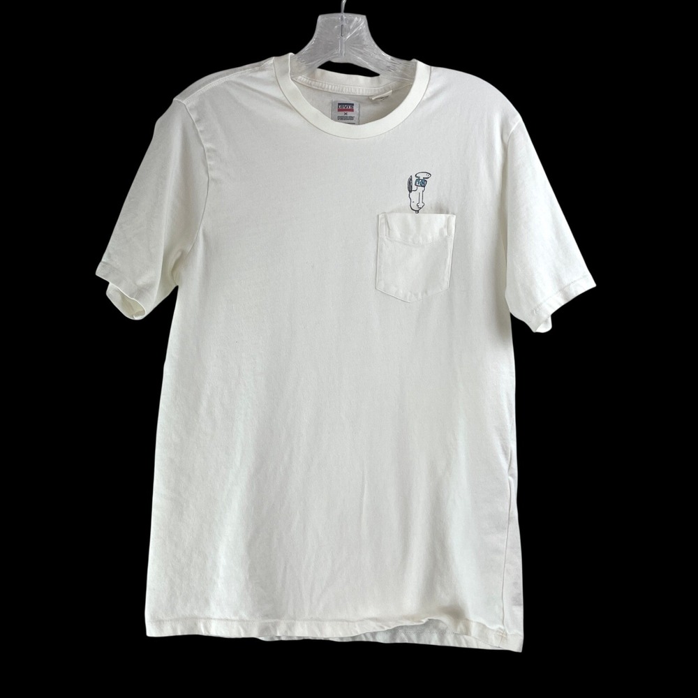 Levi's x Peanuts Snoopy Graphic Pocket T-Shirt Cream Mens XS 34310-0013